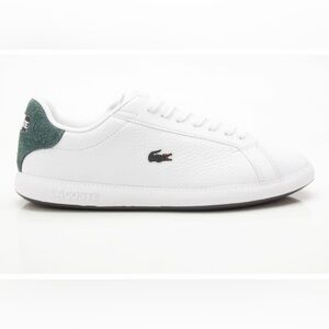 Lacoste White Leather Sneakers with Green Accent